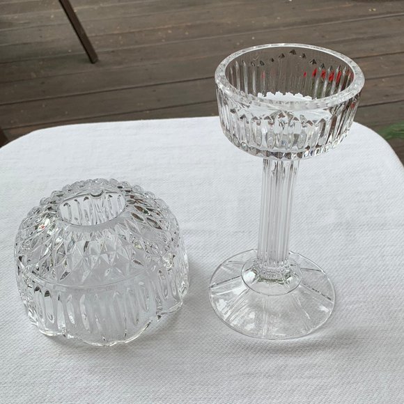Vintage 2 Piece Crystal Pedestal Tea Light/Votive Candle Holder - Picture 6 of 11